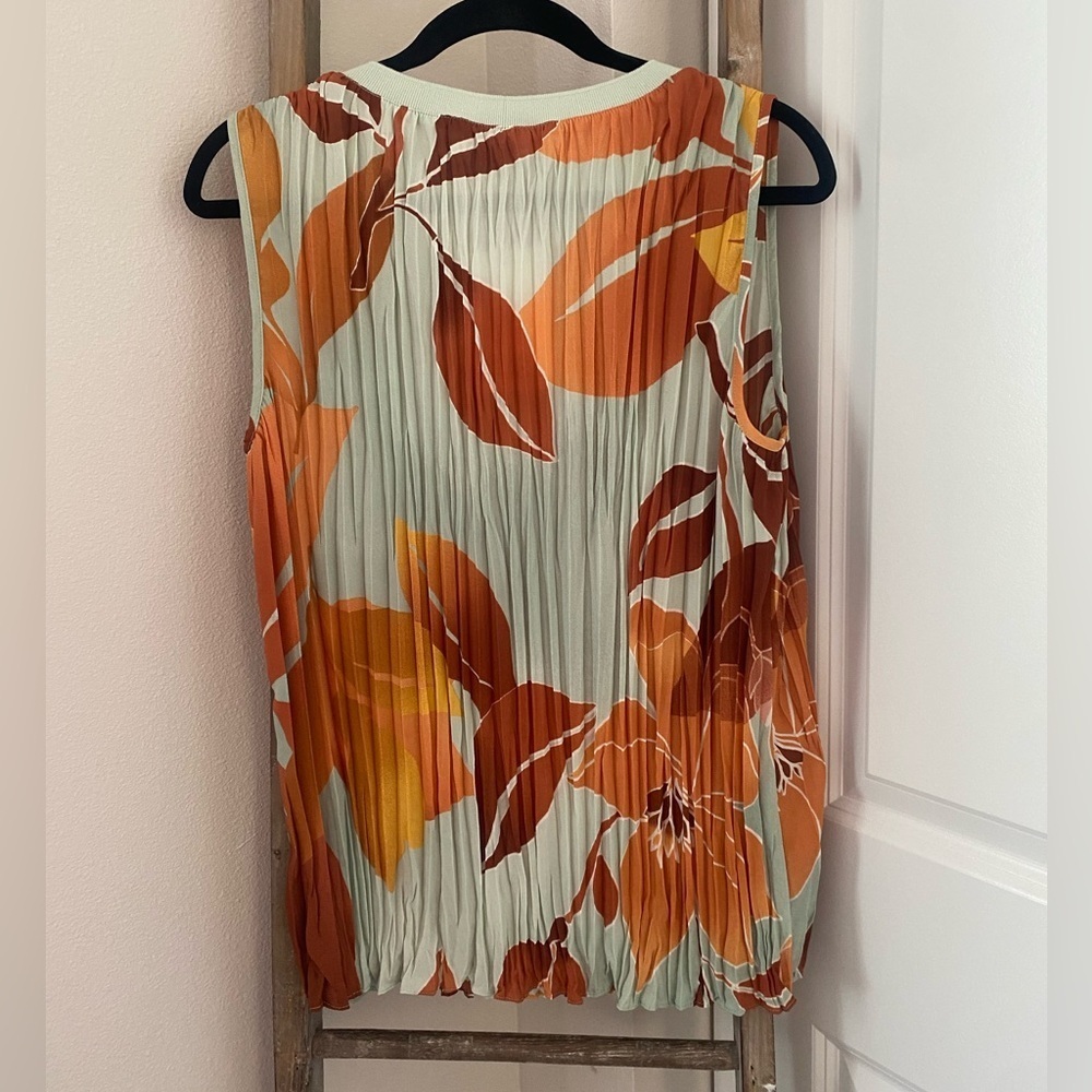 NWT - Dr2 By Daniel Rainn Crinkle Pleated Sleeveless Top In Deep Liche - Size M - Picture 5 of 6
